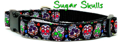 Sugar Skulls dog collar handmade adjustable buckle collar 5/8