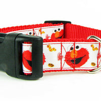 Elmo Sesame Street dog collar handmade adjustable buckle collar 1"wide or leash - Furrypetbeds