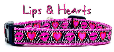 Lips & Hearts cat or small dog collar 1/2