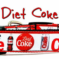 Diet Coke dog collar handmade adjustable buckle 5/8" wide or leash soda pop