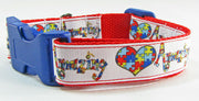 Autism Awareness dog collar handmade adjustable buckle collar 1 wide or leash - Furrypetbeds