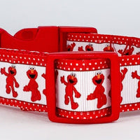 Elmo dog collar handmade adjustable buckle collar 1" wide or leash Petcollarshandmade