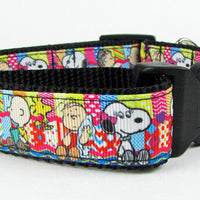 Snoopy dog collar handmade adjustable buckle collar 1" wide or leash