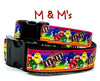 M & M's candy dog collar handmade adjustable buckle  1" or 5/8" wide or leash Petcollarshandmade