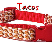 Tacos dog collar handmade adjustable buckle collar 5/8" wide or leash small dog