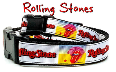 Rolling Stones dog collar Rock N Roll handmade adjustable buckle 1