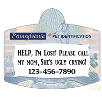 Pennsylvania Drivers License Pet Dog ID tags Personalized Pet ID Tag aluminum