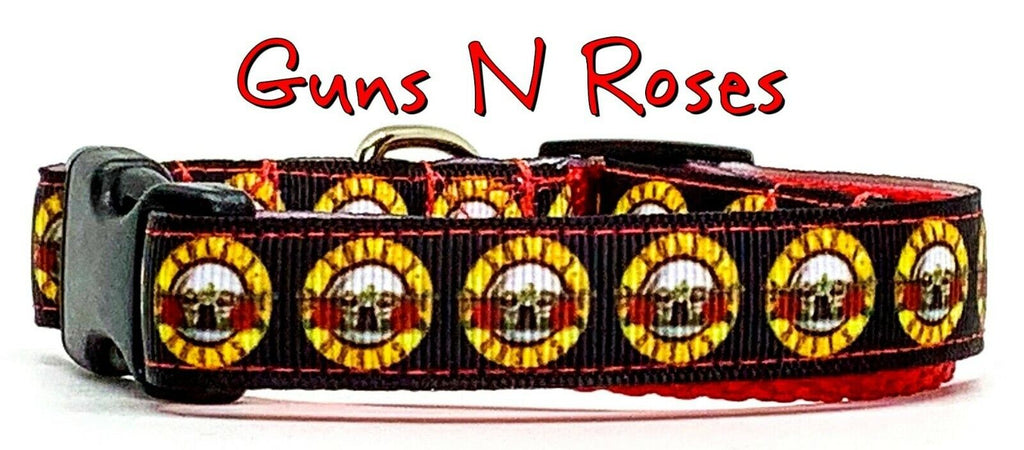 Guns N Roses dog collar handmade adjustable buckle collar 5/8" wide or leash Petcollarshandmade