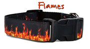 Flames dog collar Handmade adjustable buckle collar 1"wide or leash Motorcycle Petcollarshandmade