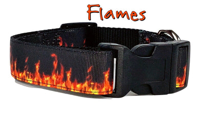 Flames dog collar Handmade adjustable buckle collar 1