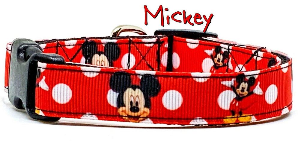 Mickey Mouse Dog collar handmade adjustable buckle collar 5/8" wide or leash Petcollarshandmade