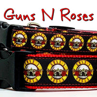 Guns N Roses dog collar handmade adjustable buckle collar 1"or 5/8"wide or leash Petcollarshandmade