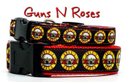 Guns N Roses dog collar handmade adjustable buckle collar 1"or 5/8"wide or leash Petcollarshandmade