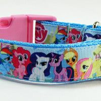 My Little Pony dog collar handmade adjustable buckle collar 1"wide or leash Petcollarshandmade