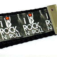 I Love Rock N Roll Key Fob Wristlet Keychain 11/4"wide Zipper pull Camera strap - Furrypetbeds