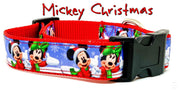 Mickey Christmas dog collar handmade adjustable buckle collar 1" or 5/8" wide