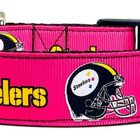 Steelers girl dog collar handmade adjustable buckle 1" or 5/8" wide or leash Petcollarshandmade