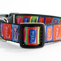 Coca Cola dog collar handmade adjustable buckle collar 1" wide or leash fabric