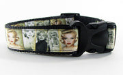 Marilyn Monroe dog collar handmade adjustable buckle collar 1" wide or leash Petcollarshandmade