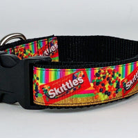 Skittles dog collar Handmade adjustable buckle collar 1"wide or leash
