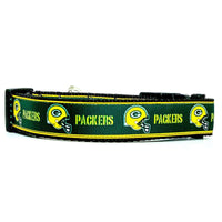 Packers Green Bay dog collar handmade adjustable buckle 1"or 5/8" wide or leash