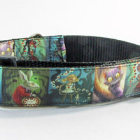 Horror Dark Alice dog collar handmade adjustable buckle 1" or 5/8" wide or leash