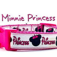 Minnie Princess Dog collar handmade adjustable 1" or 5/8" wide or leash Disney