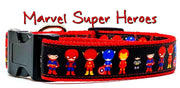 Marvel Super Heros dog collar Handmade adjustable buckle collar 1"wide or leash Petcollarshandmade