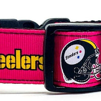 Steelers girl dog collar handmade adjustable buckle 1" or 5/8" wide or leash Petcollarshandmade