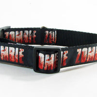Zombies dog collar  adjustable buckle collar 1" wide or leash horror