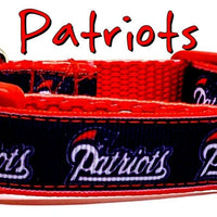 Patriots dog collar handmade adjustable buckle collar football 1" wide or leash Petcollarshandmade