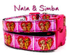 Nala & Simba dog collar handmade adjustable buckle collar 5/8" wide or leash