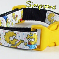 Simpsons dog collar Handmade adjustable buckle collar 1" wide or leash Petcollarshandmade