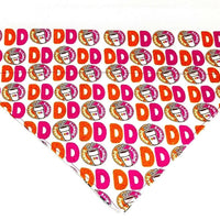 Dunkin Donuts Dog Bandana, Over the Collar dog bandana, Dog collar