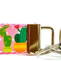 Cactus Key Fob Wristlet Keychain 1"wide Zipper pull Camera strap handmade - Furrypetbeds