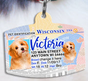 Wisconsin Drivers License Pet ID tags Dog ID Tag Personalized Pet IDTag aluminum