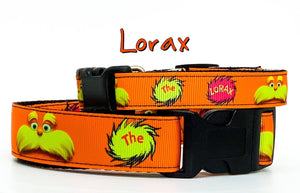 Lorax dog collar handmade adjustable buckle collar 1" or 5/8" wide or leash