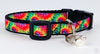 Rainbow Tie Dye cat or small dog collar 1/2" wide adjustable with bell or leash