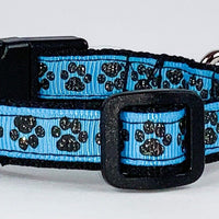 Sparkle Paw Print Cat or small dog collar 1/2"wide adjustable handmade or leash Petcollarshandmade