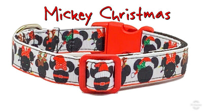 Mickey Mouse Christmas Dog collar handmade adjustable buckle collar 5/8
