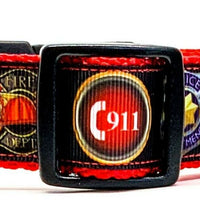 Rescue 911 Police dog collar handmade adjustable buckle collar 1" wide or leash - Furrypetbeds