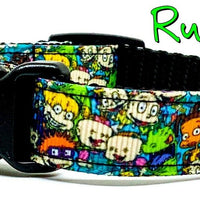 Rugrats Dog collar handmade adjustable buckle collar 1" wide 5/8" wide or leash