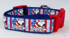 Snoopy U.S.A. dog collar handmade adjustable buckle collar 1" wide or leash - Furrypetbeds