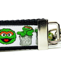 Oscar The Grouch Key Fob Wristlet Keychain 1 1/4"wide Zipper pull Camera strap - Furrypetbeds