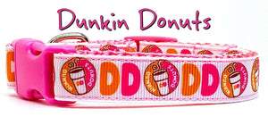 Dunkin Donuts Dog collar handmade adjustable buckle 5/8"wide or leash small dog