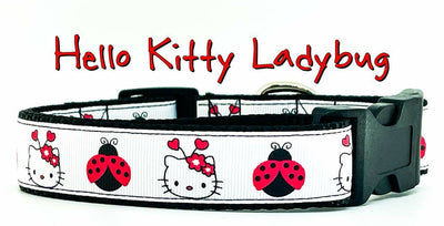 Hello Kitty Ladybug dog collar handmade adjustable buckle 1