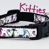 Kittens cat or small dog collar 1/2" wide adjustable handmade bell or leash