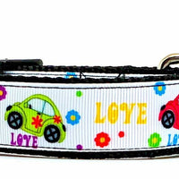 VW Beetle dog collar handmade  adjustable buckle collar 1" or 5/8" wide or leash Petcollarshandmade