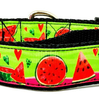 Watermelon dog collar handmade adjustable buckle collar 1"or 5/8" wide or leash Petcollarshandmade