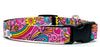 Flowers/Rainbow dog collar handmade adjustable buckle collar 5/8" wide narrow
